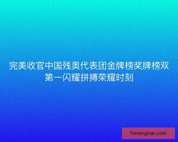 完美收官中国残奥代表团金牌榜奖牌榜双第一闪耀拼搏荣耀时刻